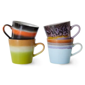 70s Ceramics: Cappuccino Mokken, solid (set van 4)